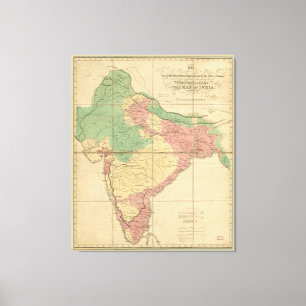 Indiens Karta (1818) Canvastryck