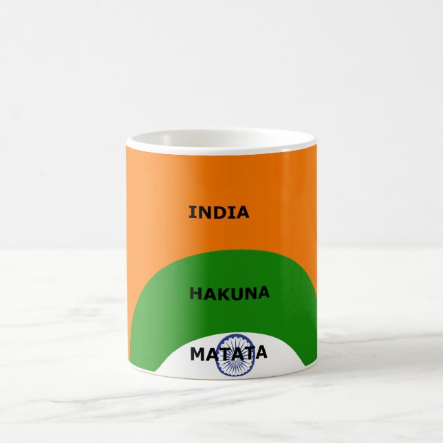 Indiens nationella Flagga-design med "Hakuna Mat" Kaffemugg (Center)