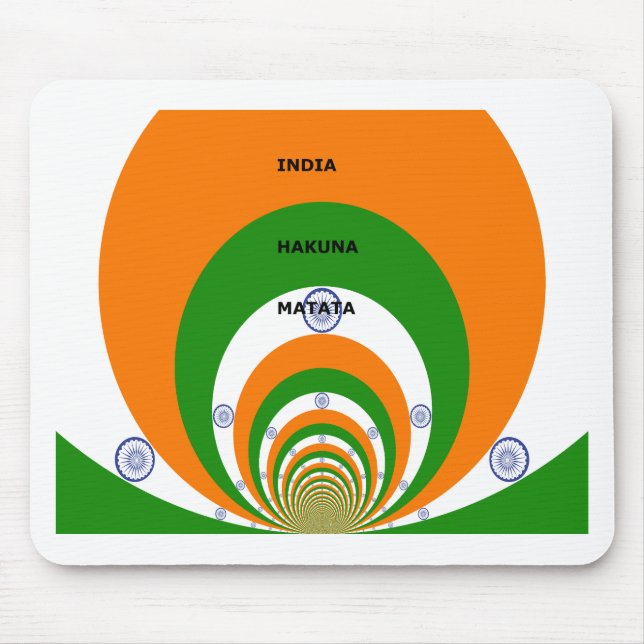 Indiens nationella Flagga-design med "Hakuna Mat" Musmatta (Framsidan)