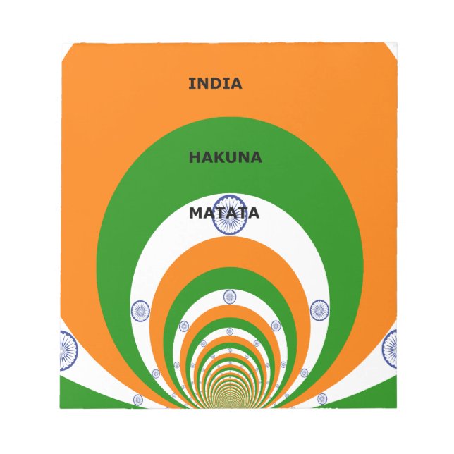 Indiens nationella Flagga Färg design. Hakuna Mata Anteckningsblock (Framsida)