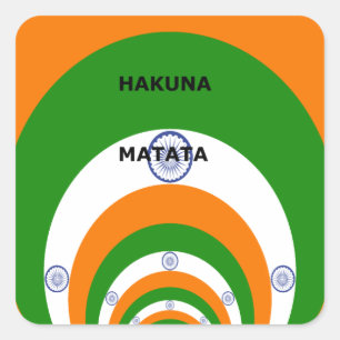 Indiens nationella Flagga Färg design. Hakuna Mata Fyrkantigt Klistermärke