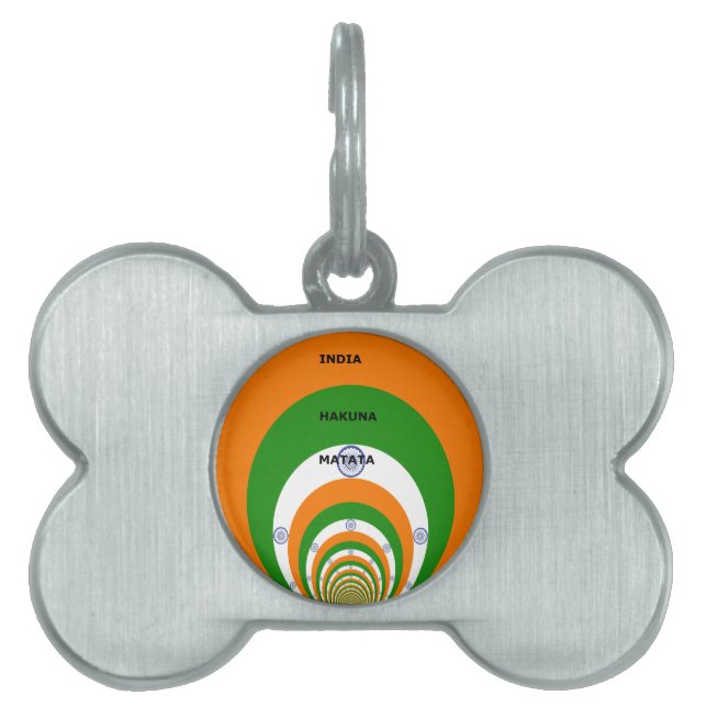 Indiens nationella Flagga Färg design. Hakuna Mata ID-bricka Husdjur (Framsidan)