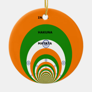 Indiens nationella Flagga Färg design. Hakuna Mata Julgransprydnad Keramik