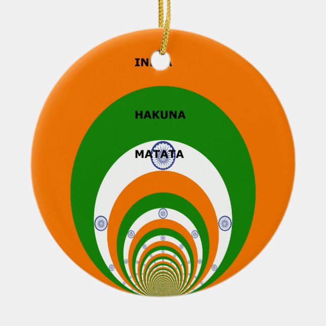 Indiens nationella Flagga Färg design. Hakuna Mata Julgransprydnad Keramik (Framsidan)