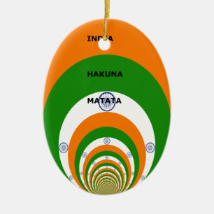 Indiens nationella Flagga Färg design. Hakuna Mata Julgransprydnad Keramik
