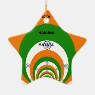 Indiens nationella Flagga Färg design. Hakuna Mata Julgransprydnad Keramik