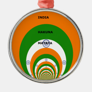 Indiens nationella Flagga Färg design. Hakuna Mata Julgransprydnad Metall