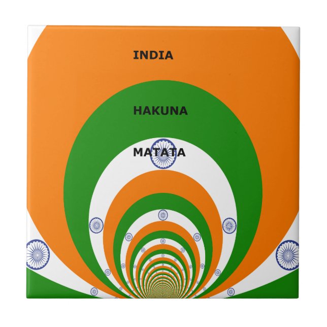 Indiens nationella Flagga Färg design. Hakuna Mata Kakelplatta (Framsidan)