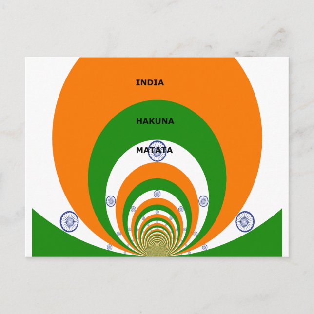 Indiens nationella Flagga Färg design. Hakuna Mata Vykort (Framsida)