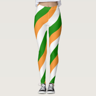 Indiens nationella Flagga Färg diagonal strimlad Leggings