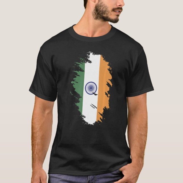 Indiens nationella Flagga för för manar sydliga kv T Shirt (Framsida)