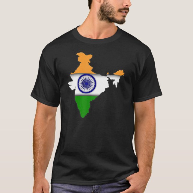 Indiens nationella Flagga, Indiska, Land, Indiska, T Shirt (Framsida)