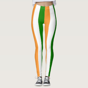 Indiens nationella Flagga-Lodrät strimlad Leggings