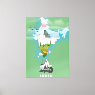 Indiens reseaffisch canvastryck