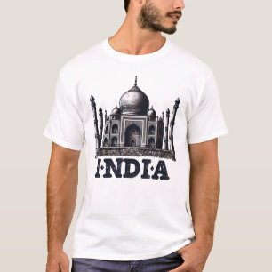 Indiens T-shirt-design med Iconic Landmarks T Shirt