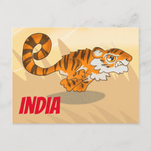 Indiens Tecknad Tiger Vykort