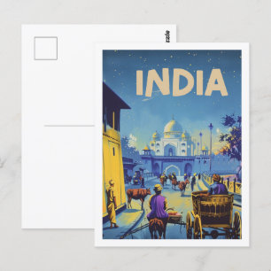 Indiens Vintage Berömd Travel Ställe Vykort