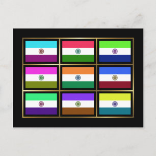 Indiens vykort för Flaggor-multihue