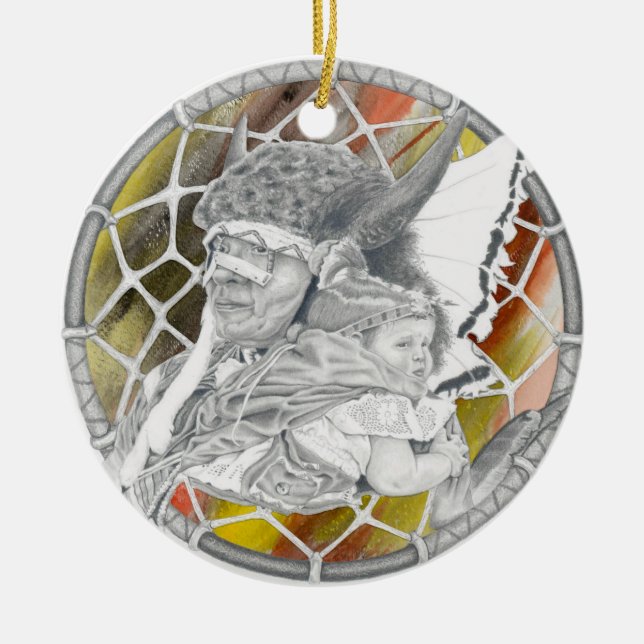 Indier med babyen julgransprydnad keramik (Framsidan)