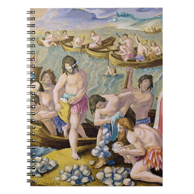 Indier som dyker för pärlor, pläterar 93 från anteckningsbok (Framsidan)