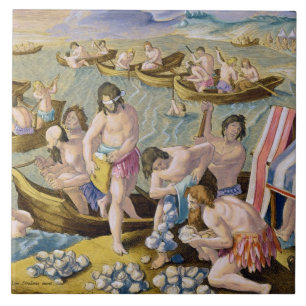 Indier som dyker för pärlor, pläterar 93 från kakelplatta