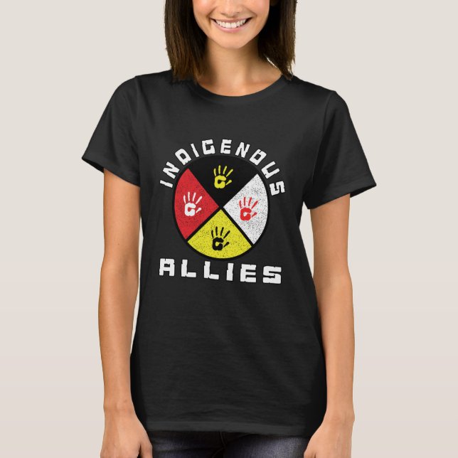 Indigenous Allies Medicine Wheel MMIW T Shirt (Framsida)