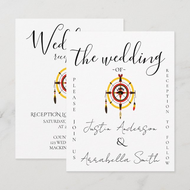 Indigenous Bear Medicine Wheel Wedding Inbjudningar (Fram/baksida)