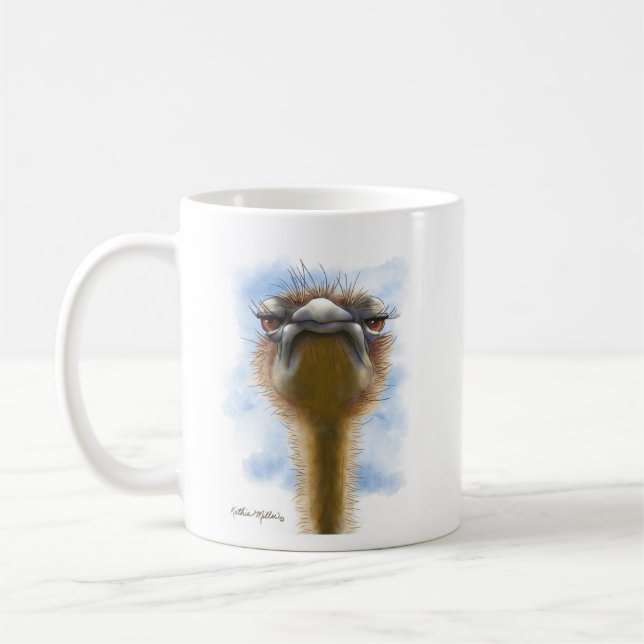 Indignerad Struts Karikatyr Kaffemugg (Vänster)