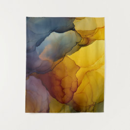 Indigo Amber Alcohol Ink Flow Abstract