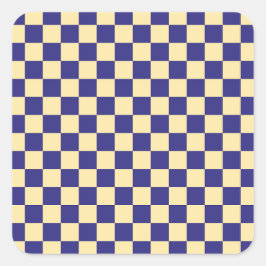 Indigo and butter checkerboard pattern fyrkantigt klistermärke