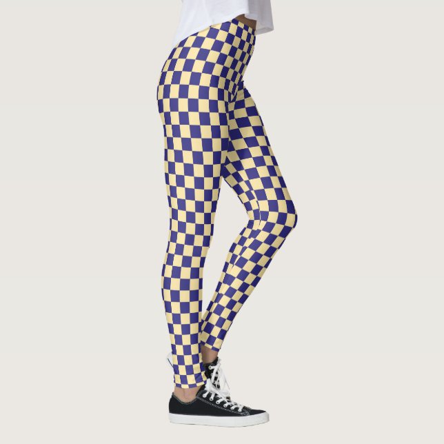 Indigo and butter checkerboard pattern leggings (Höger)