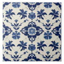 Indigo Azulejo Blå Portugisisk Lissabon Botanisk