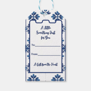 Indigo Azulejo Blå Portugisisk Lissabon Dekorativ Presentetikett