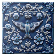 Indigo Azulejo Blå Portugisisk Lissabon fågel