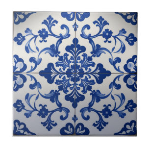 Indigo Azulejo Blå Portugisisk Lissabon Talavera Kakelplatta