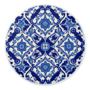 Indigo Azulejo Blå Portugisiska Lissabon Talavera Knopp