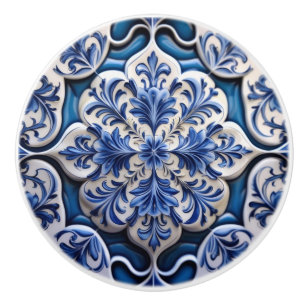 Indigo Azulejo Blå Portugisiska Lissabon Talavera Knopp