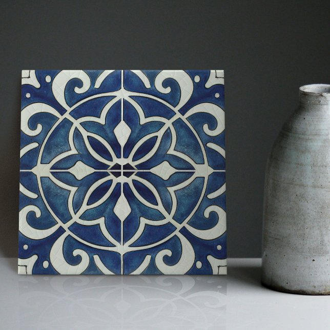 Indigo Azulejo Blue Portugals Lissabondekoration C Kakelplatta (Skapare uppladdad)