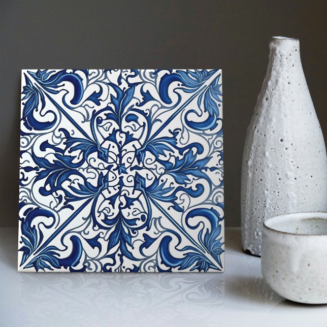 Indigo Azulejo Blue Portugals Lissabondekoration C Kakelplatta (Skapare uppladdad)