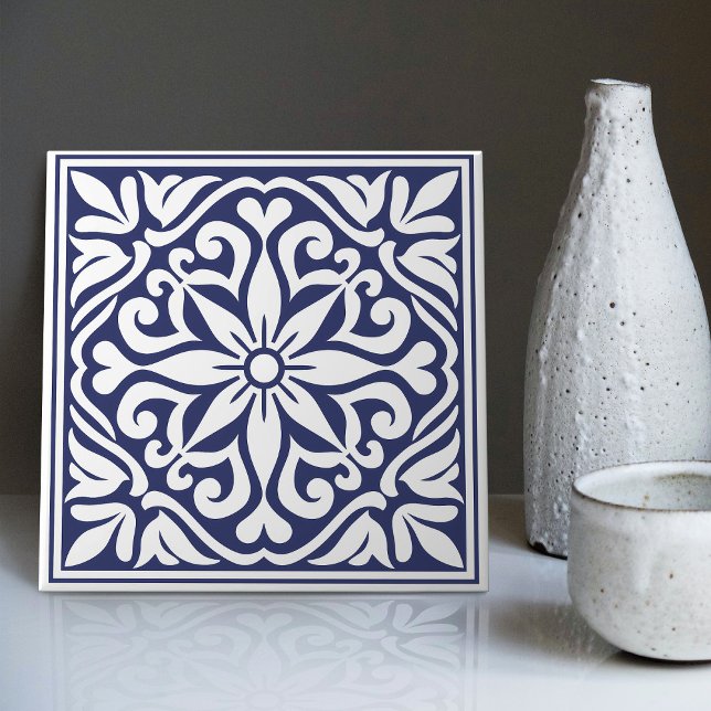 Indigo Azulejo Blue Portugals Lissabondekoration C Kakelplatta (Skapare uppladdad)