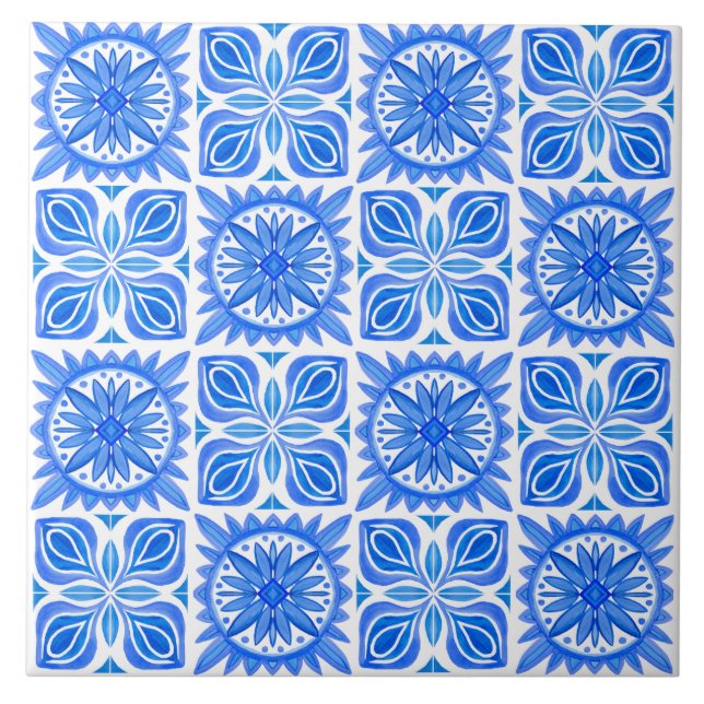 Indigo Azulejo Blue Portugals Lissabondekoration Kakelplatta (Framsidan)