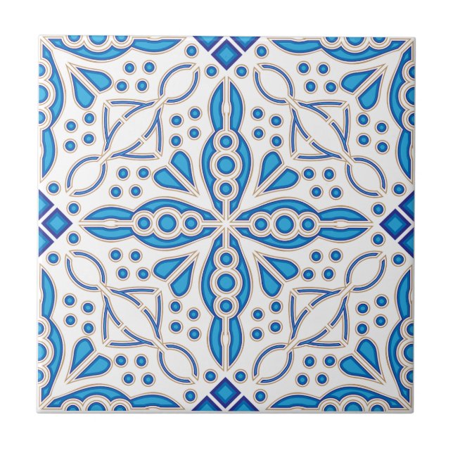 Indigo Azulejo Blue Portugals Lissabondekoration Kakelplatta (Framsidan)