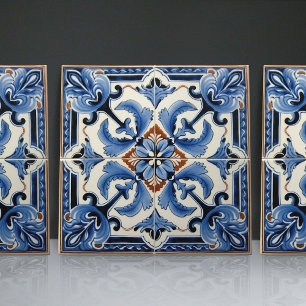Indigo Azulejo Blue Portugals Lissabondekoration Kakelplatta