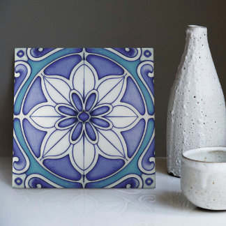 Indigo Azulejo Blue Portugals Lissabondekoration Kakelplatta