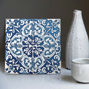 Indigo Azulejo Blue Portugals Lissabondekoration Kakelplatta