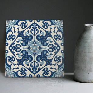 Indigo Azulejo Blue Portugals Lissabondekoration Kakelplatta