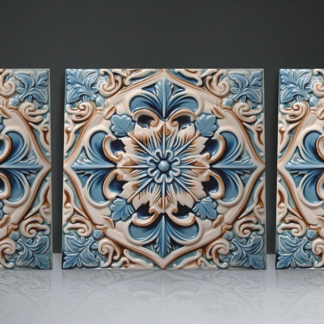 Indigo Azulejo Blue Portugals Lissabondekoration Kakelplatta (Skapare uppladdad)