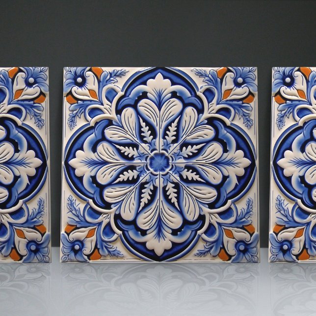 Indigo Azulejo Blue Portugals Lissabondekoration Kakelplatta (Skapare uppladdad)