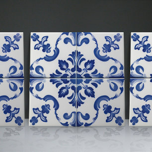 Indigo Azulejo Blue Portugals Lissabondekoration Kakelplatta