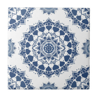 Indigo Azulejo Blue Portugisiska Mandala Kakelplatta